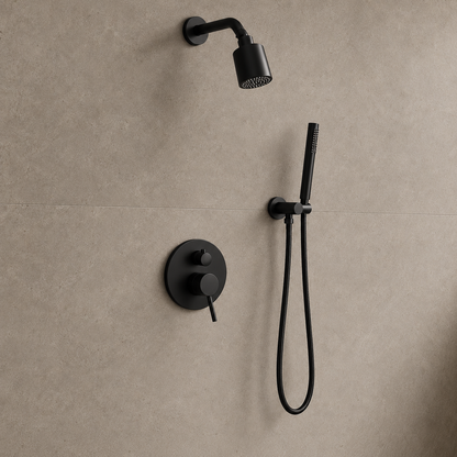 Colonne de Douche Pluie Mitigeur Mural Laiton – finition noire – vue 3