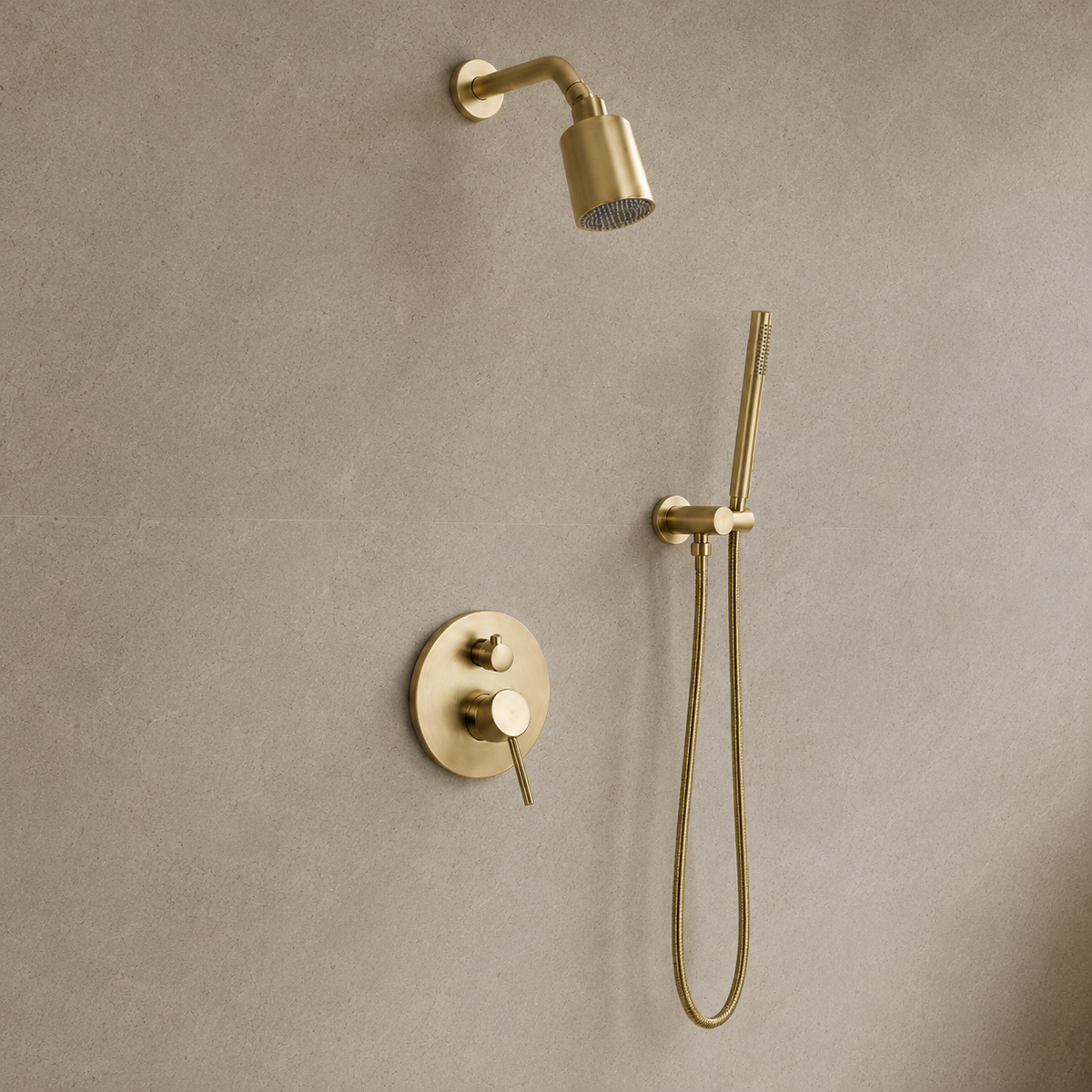 Colonne de Douche Pluie Mitigeur Mural Laiton – finition or – vue 2