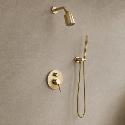 Colonne de Douche Pluie Mitigeur Mural Laiton – finition or – vue 2