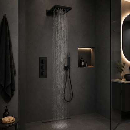 Colonne de Douche Thermostatique Cascade 3 Voies – finition noire