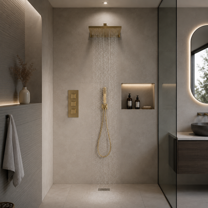 Colonne de Douche Thermostatique Cascade 3 Voies – finition or