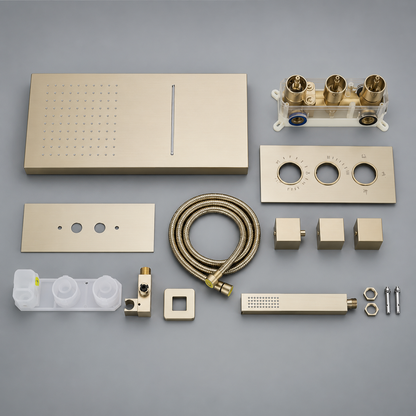 Colonne de Douche Thermostatique Cascade 3 Voies – finition or – vue 3