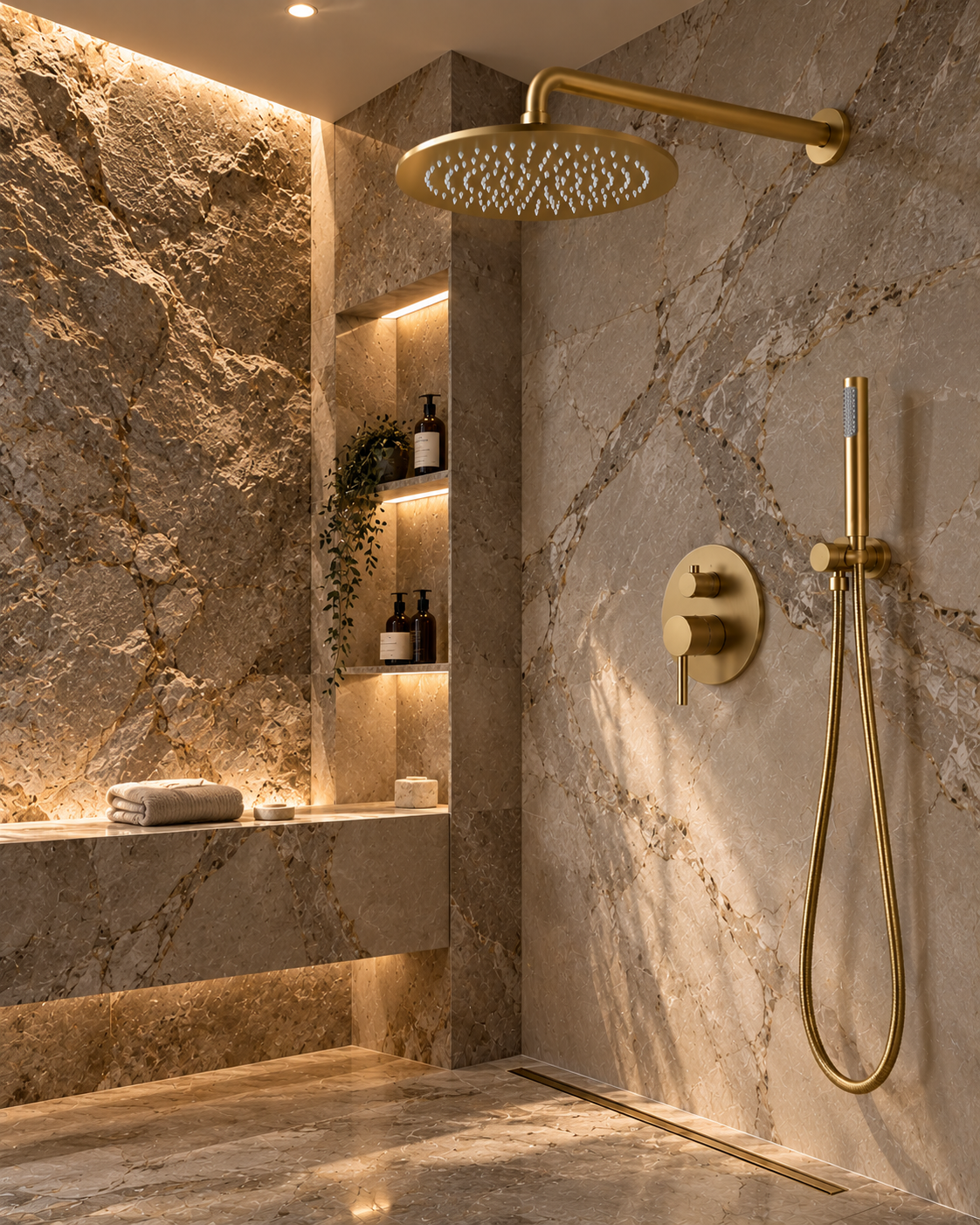 Colonne de douche installée dans une salle de bain