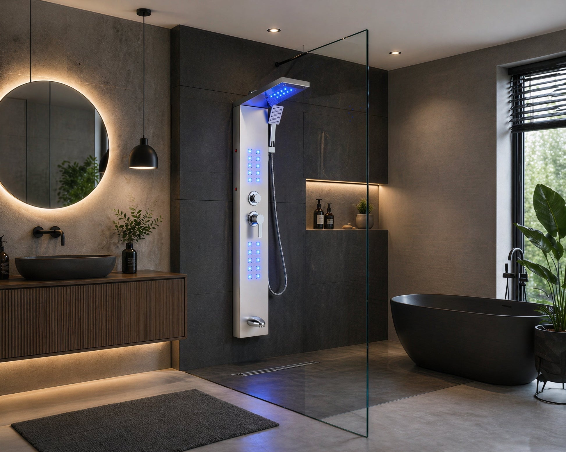 Colonne douche hydromassante noir - vue complète