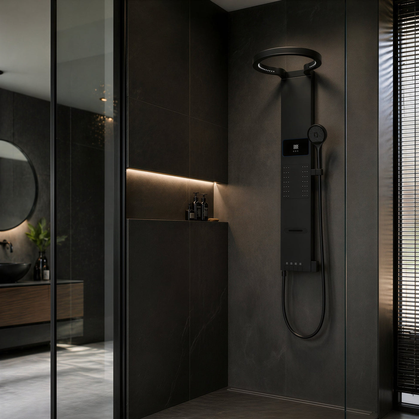 Colonne douche hydromassante - vue latérale
