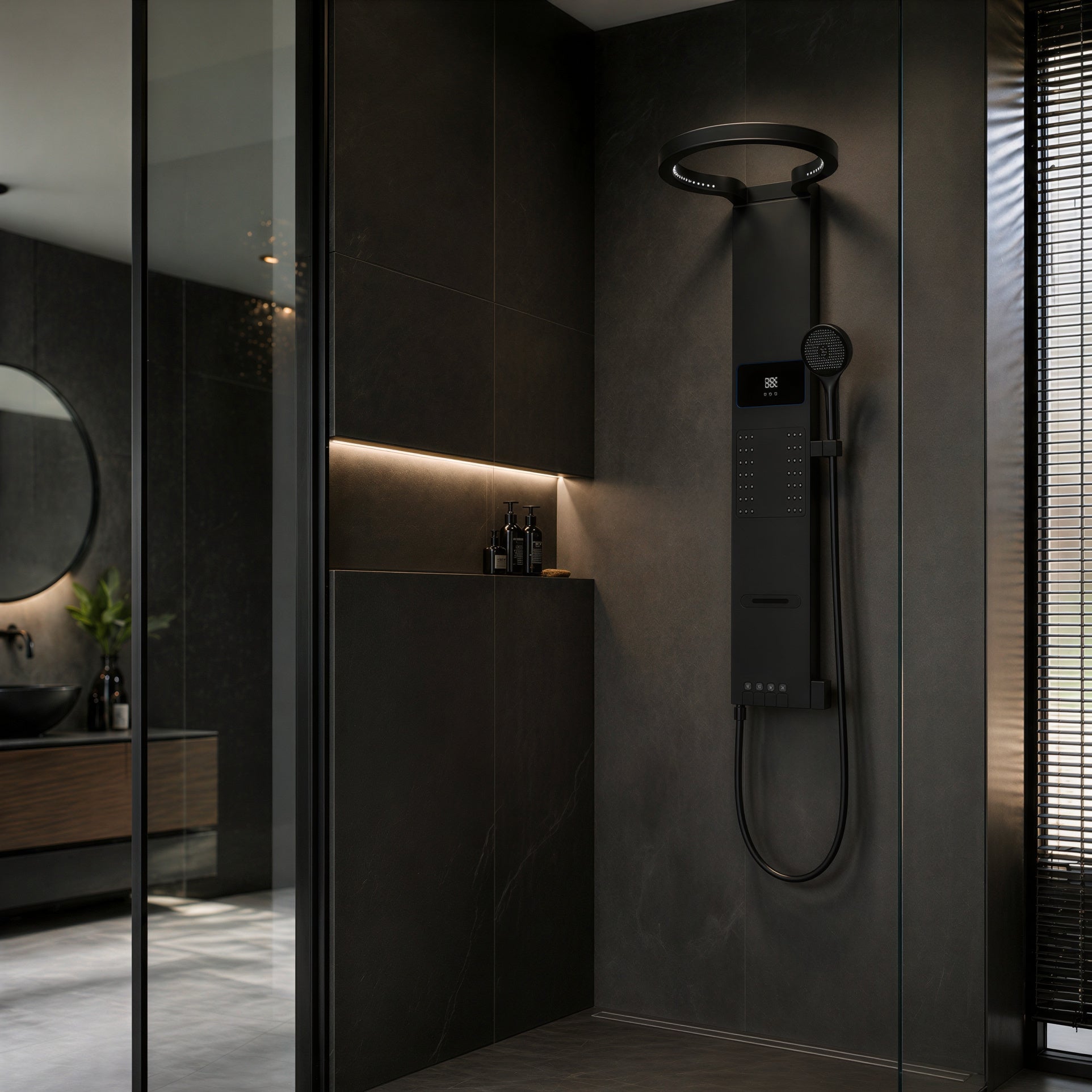 Colonne douche hydromassante - vue latérale