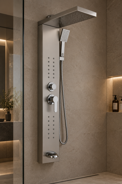 Colonne de Douche Inox Pommeau LED Buses Lumineuses – finition gris – vue 3