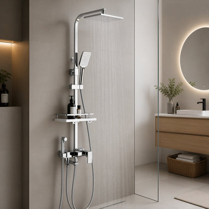 Colonne douche noir design - détail robinetterie