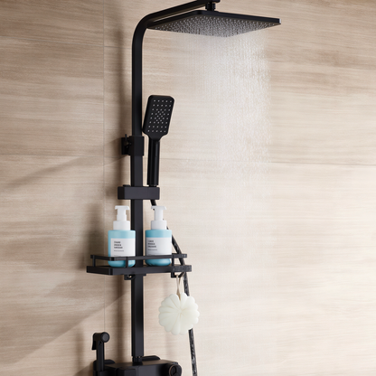 Colonne douche noir - détail finition mat