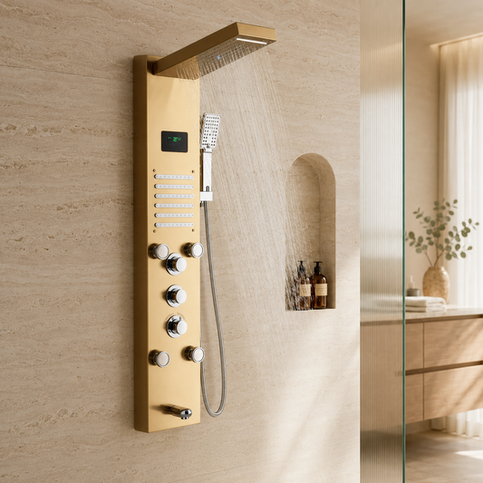 Panneau de Douche Chromé avec Affichage Numérique