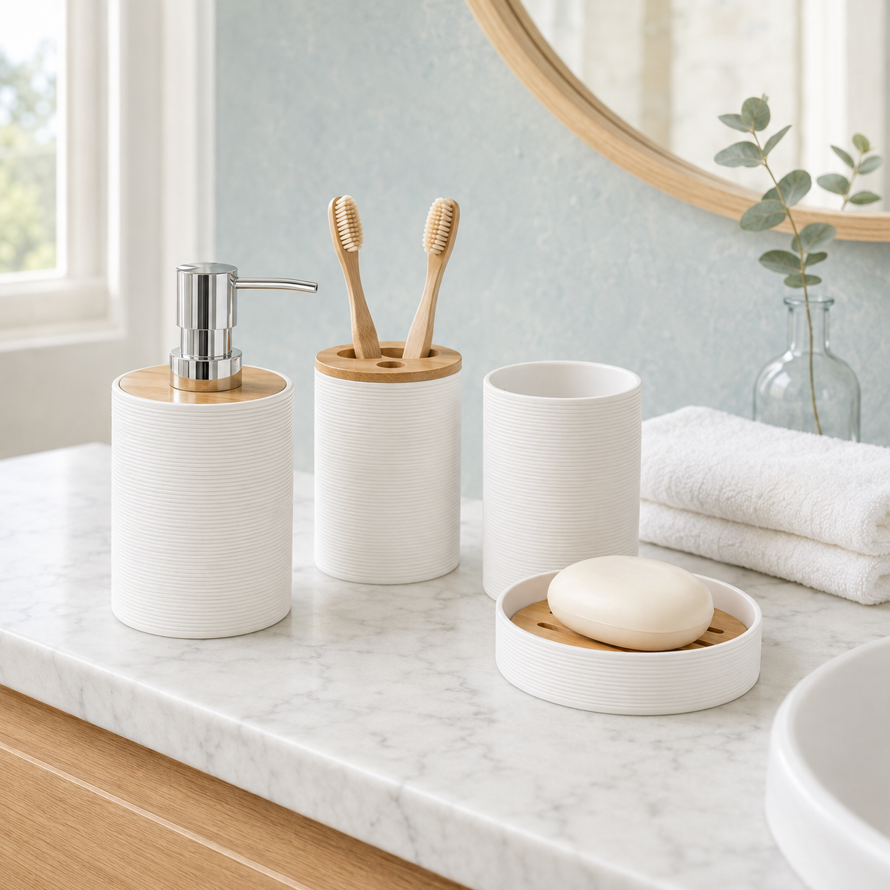 Ensemble Accessoires de Salle de Bain en Céramique
