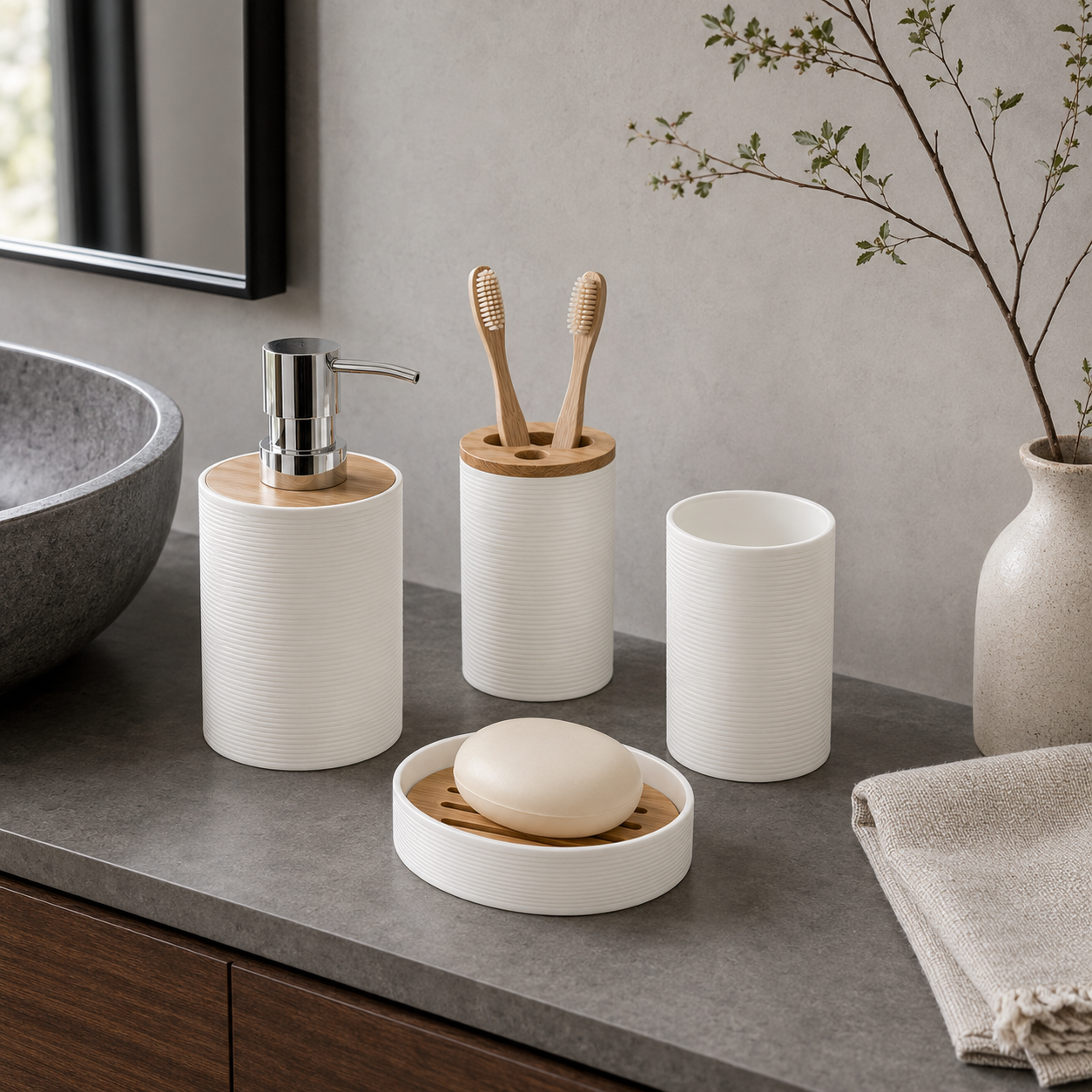 Ensemble Accessoires de Salle de Bain en Céramique