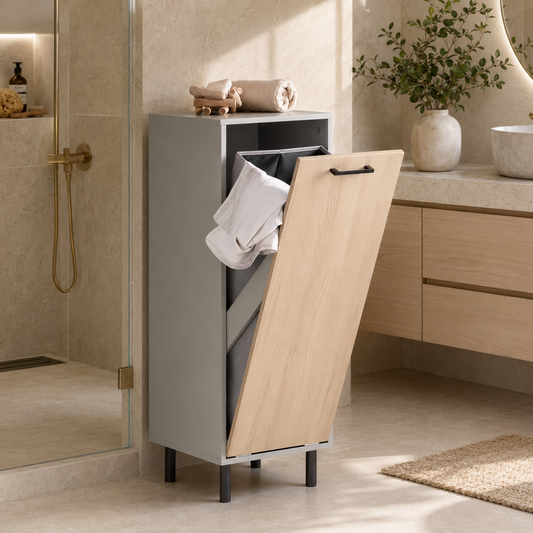 Armoire avec Panier à Linge Intégré Noxen