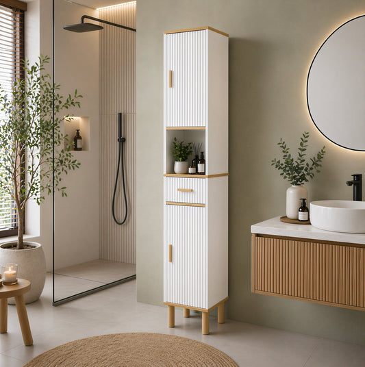 Colonne rangement salle de bain - vue ouverte