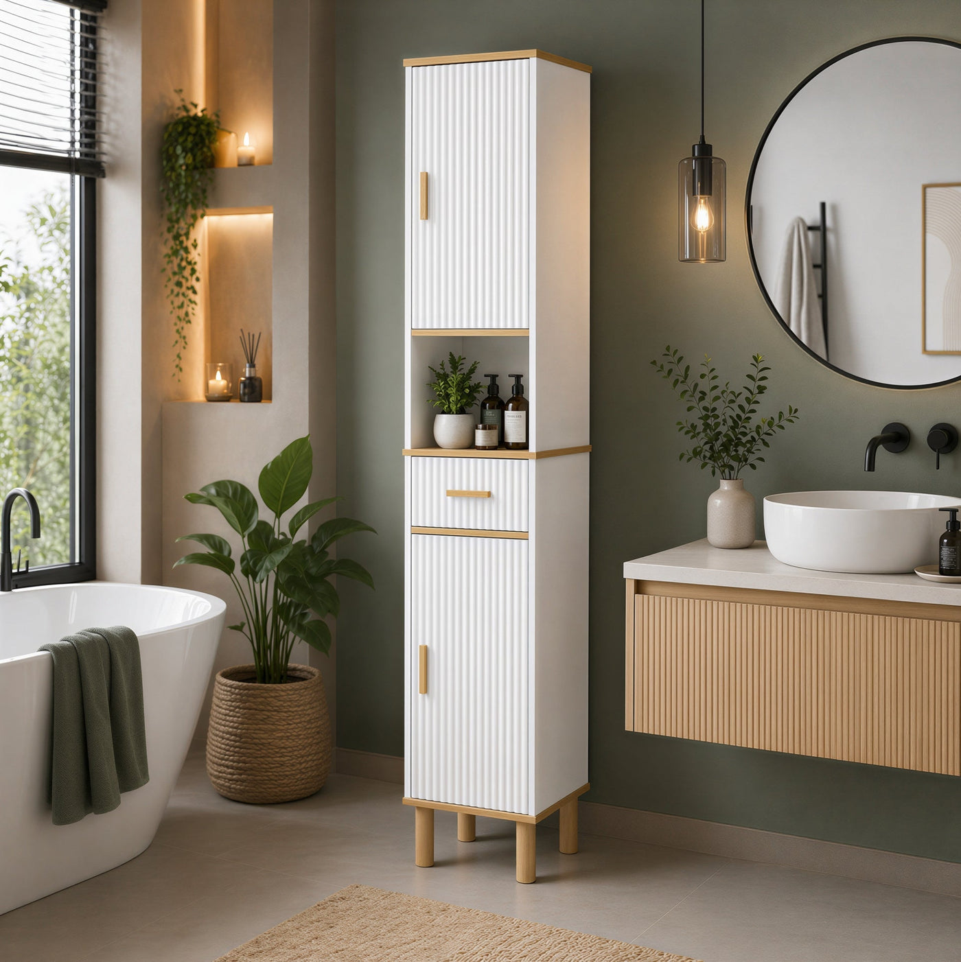 Meuble colonne salle de bain - vue latérale