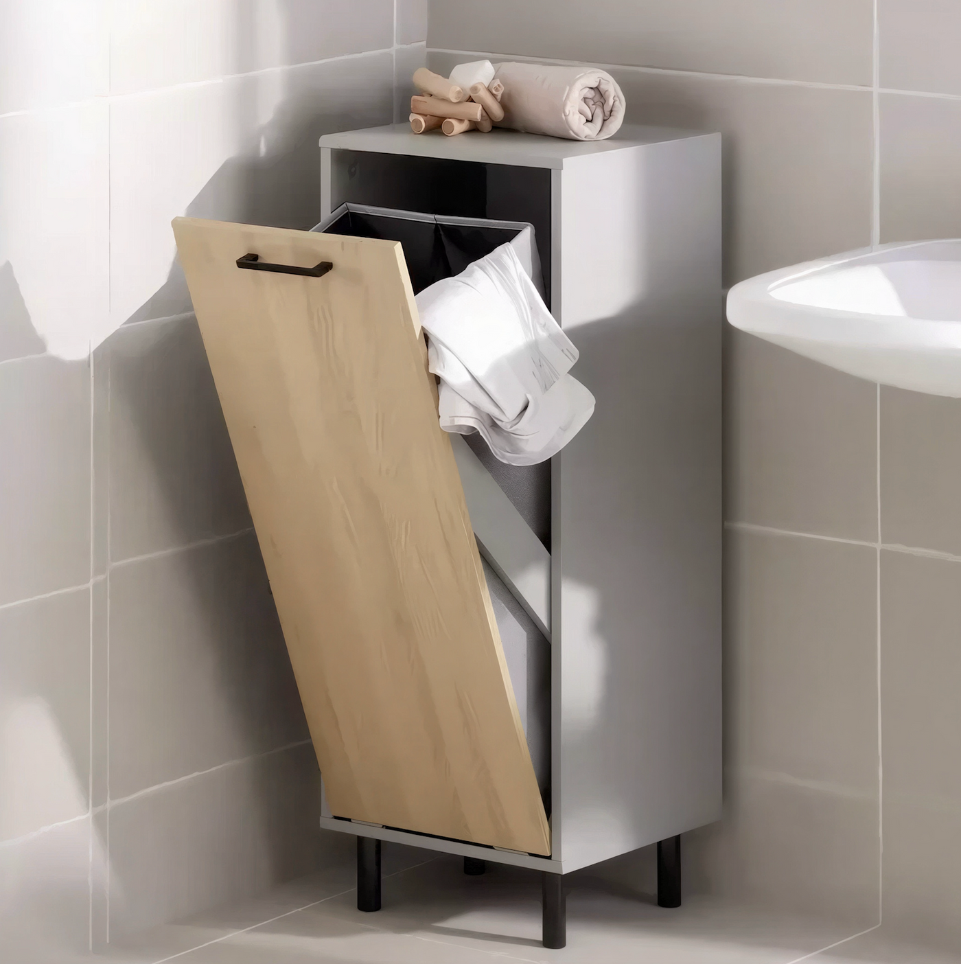 Meuble linge sale Noxen - vue latérale