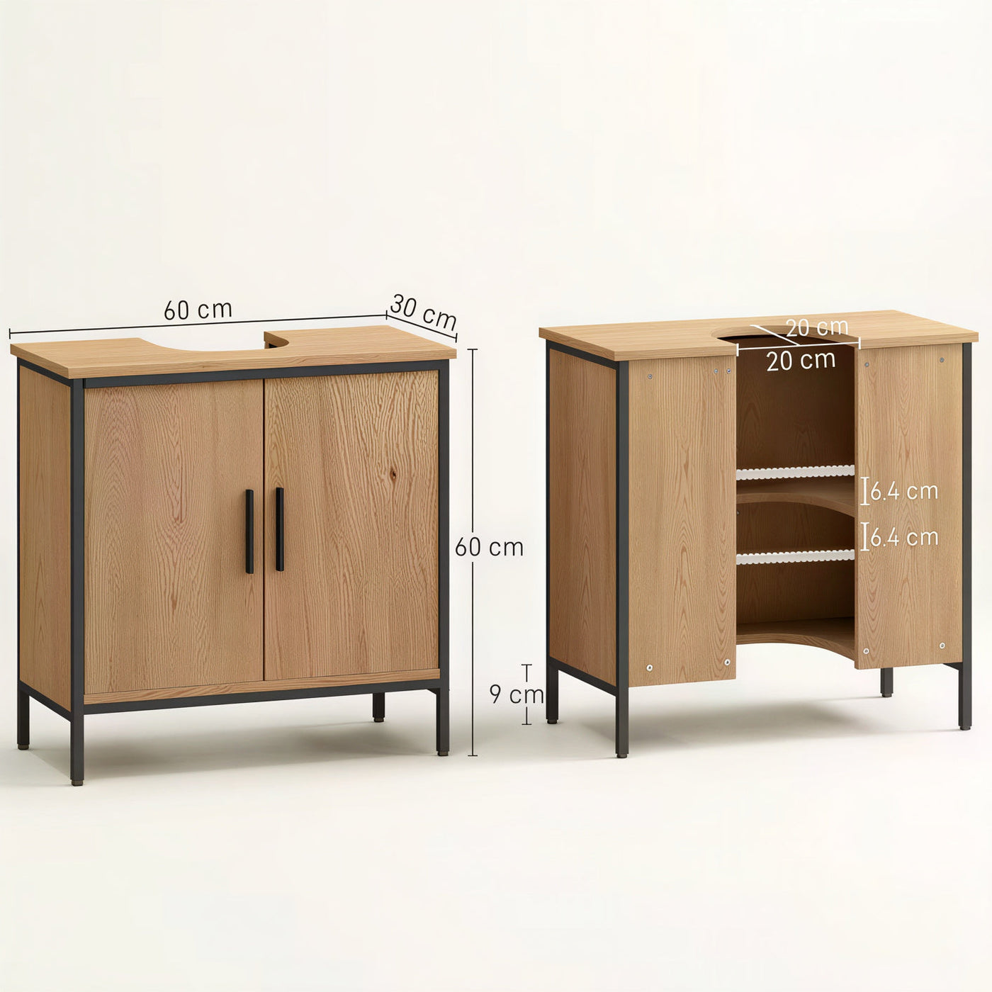 Meuble bois sous vasque - vue de face