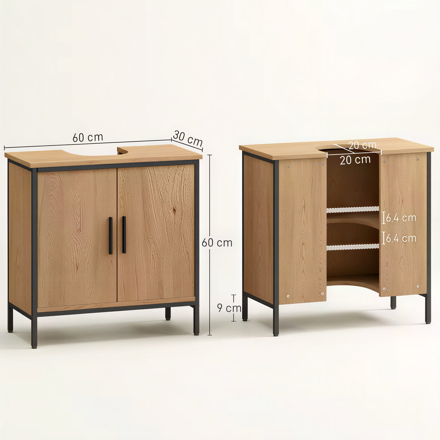 Meuble bois sous vasque - vue de face