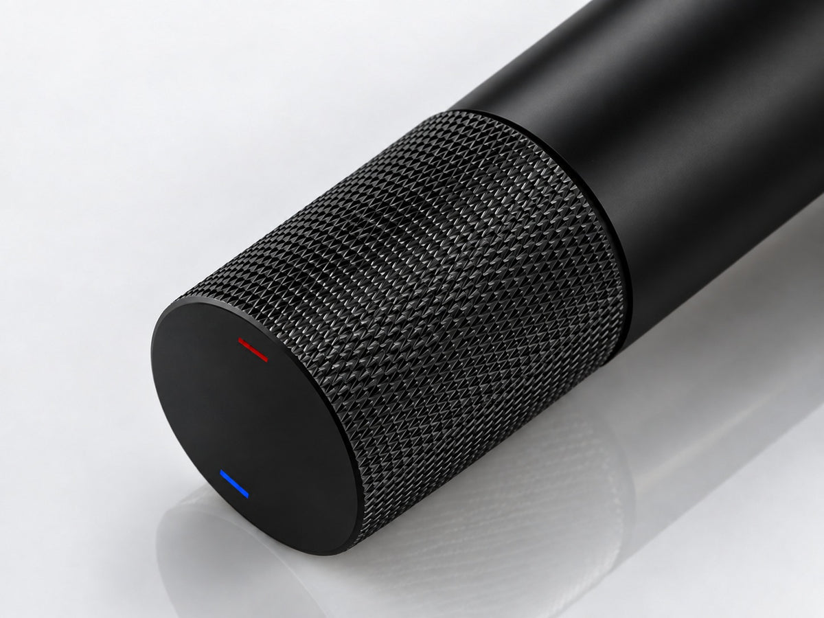 Mitigeur lavabo laiton poignée moletée noir mat – vue d'ensemble