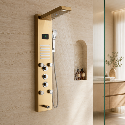 Panneau de Douche Doré avec Affichage Numérique
