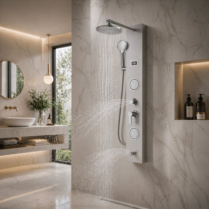 Panneau Mural de Douche Inox Affichage Digital – finition gris clair – vue 2
