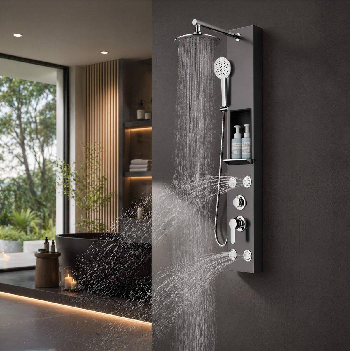 Panneau Mural de Douche Inox Affichage Digital – finition gris foncé – vue 2