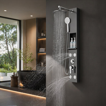 Panneau Mural de Douche Inox Affichage Digital – finition gris foncé – vue 2