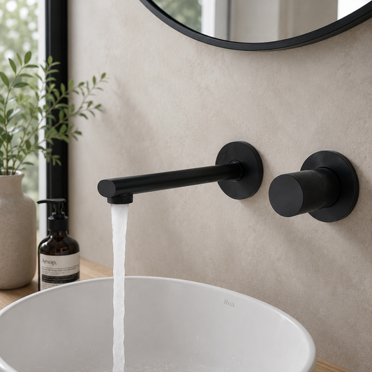 Robinet mural encastré laiton design contemporain - vue de face