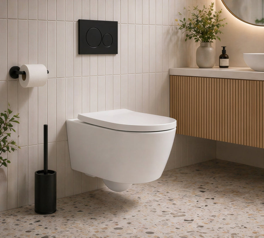 Toilette suspendue blanche - vue latérale