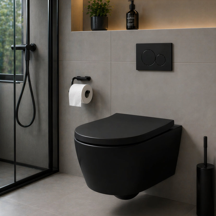 WC suspendu noir mat - détail finition