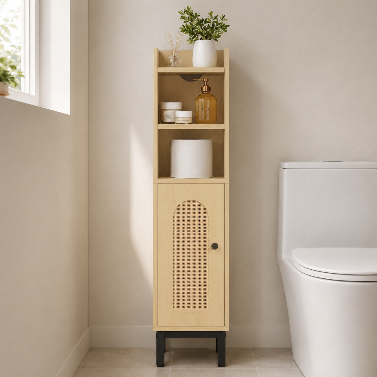 Meuble Toilette sur Pied Chêne Clair Vornis